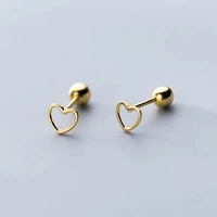 Boucles d'oreilles élégantes FY-ED581 en argent sterling 925 plaqué or rhodié, design simple en forme de cœur, avec perle et fermoir à vis