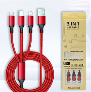 Cavo di Ricarica Intrecciato in Nylon <span class=keywords><strong>3</strong></span> in 1 Placcato in Nichel, 2.8A 1.2M, Cavo Dati <span class=keywords><strong>3</strong></span> in 1 per Android Huawei - Product Image 6