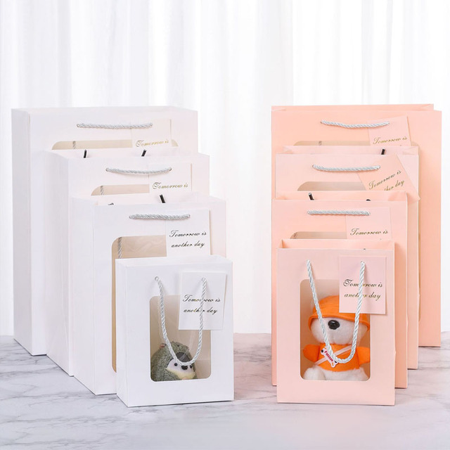 Customized Paper Bag Packaging Kraft Paper Bag With Window