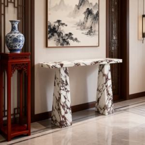 Mesa Consola Rectangular de Mármol Natural Calacatta <span class=keywords><strong>Viola</strong></span> para Entrada, Sala de Estar o Pasillo, Multifuncional - Product Image 6