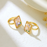 Bague en cuivre micro-incrustée d'émail, style chinois tendance, ouverture personnalisable, motif floral peint à l'huile, réglable