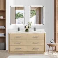 Conception intelligente fonctionnelle vanité de salle de bain personnalisée en bois Durable à la mode armoire de salle de bain prix abordable vanité de salle de bain