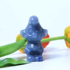 Aventurine bleue naturelle Offres Spéciales schtroumpfs sculpture sculptée à la main cristal Sodalite sculpture pour cadeaux <span class=keywords><strong>de</strong></span> dessin animé - Product Image 3