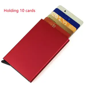 Вместительный автоматический выдвижной чехол для визитных карточек из алюминиевого сплава с 10 отделениями для карт быстрая доставка