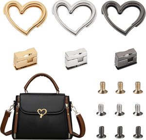 Craftdady Sets Cierres de metal para bolsos con forma de corazón, tipo broche giratorio, herrajes para bolsos de mano - Product Image 1