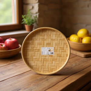 Vassoio in bambù ILAN, 18 cm, rotondo, intrecciato, naturale, per servire - Product Image 2