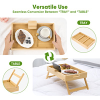 Plateau de lit multifonctionnel moderne en bois, pliable, avec support de téléphone détachable, écologique, imperméable et durable pour cuisine et salle de bain