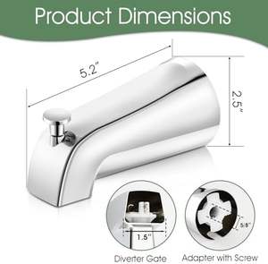 อะไหล่เปลี่ยนก๊อกน้ำอ่างอาบน้ำแบบอเมริกัน พร้อมตัวเปลี่ยนทิศทางน้ำ ติดตั้งง่าย ท่อทองแดงขนาด 1/2 นิ้ว อุปกรณ์สำหรับเปลี่ยนก๊อกอ่างอาบน้ำ - Product Image 6