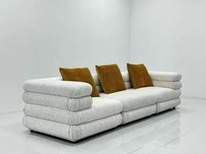 Sofá Modular Minimalista Italiano para Villa, Diseño Tofu-Block, Tapicería de Mezcla de Lino Color Avena, Configuración de Doble Cara, 2026, Uso Doméstico - Product Image 2