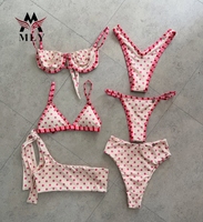 Traje de Baño de Tela Arrugada con Logotipo Personalizado MLY, Nuevo Diseño Africano, Micro Bikini Extremo para Mujer, Sexy, con Efecto Push-Up, Conjunto de 2 Piezas