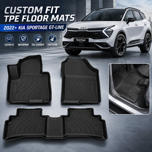 Alfombrillas de TPE para <span class=keywords><strong>Kia</strong></span> <span class=keywords><strong>Sportage</strong></span> <span class=keywords><strong>GT</strong></span>-<span class=keywords><strong>Line</strong></span> 2022+, Ajuste Personalizado, Impermeables, Cobertura Total, Alfombrillas 3D Moldeadas - Product Image 1