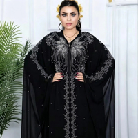 Robe longue à manches longues et à encolure croisée pour femmes musulmanes, modeste, respirante, grande taille, populaire en Europe, en Amérique et au Moyen-Orient