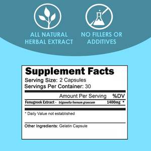 Paket pribadi kapsul <span class=keywords><strong>Fenugreek</strong></span> 60 setiap hormon nutrisi dukungan suplemen 1400mg Per melayani ekstrak <span class=keywords><strong>Fenugreek</strong></span> - Product Image 3