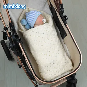 Litthing — couverture de bébé en coton doux, tricotée sur mesure, de couleur terre naturelle, faite en laine douce pour nouveau-nés
