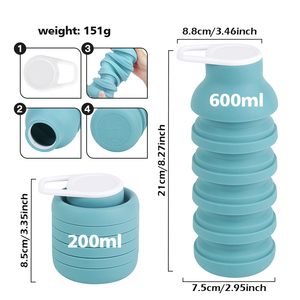 Bouteille d'eau <span class=keywords><strong>pliable</strong></span> en silicone personnalisée avec logo, pour le <span class=keywords><strong>sport</strong></span>, les voyages et le cyclisme - Product Image 4