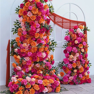 Rosenroter Hortensien-Hornbogen mit Goldrahmen, Weiße Seidenrosen und Kaskadierendes Grün für Hochzeitszeremonie, Fotobox, Altar und Bühnendekoration - Product Image 1