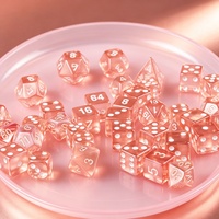 Ensemble de dés en résine rose gelée avec chiffres émeraude, dés polyédriques pour jeux de rôle RPG, accessoires