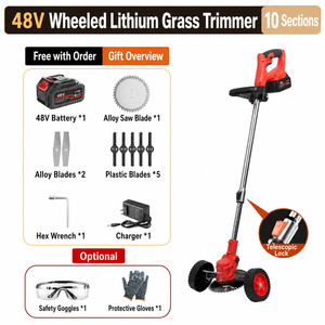 Cortacésped con Ruedas, Recortadora con Batería de Litio, Cargador para Jardín y Bosque, Recortadora de Malezas PICUSGC1 48V Inalámbrica, Proporciona Potencia - Product Image 3