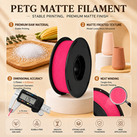 Filament PETG mat 1,75 mm 1 kg, haute résistance, faible odeur, scellé sous vide, impression fluide, pour imprimante 3D FDM