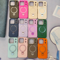 Venta al por mayor de fábrica: Funda de silicona con soporte giratorio 360 grados y marco metálico esmerilado para iPhone 17, 16, 15 Pro Max, Plus, Mini