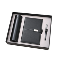 Ensemble cadeau d'entreprise avec logo personnalisé, tasse isotherme de luxe, carnet en cuir PU avec stylo, ensemble cadeau promotionnel pour les clients