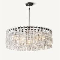 Lustre en cristal à haut plafond pour escalier Éclairage rond Grande suspension Lustre en cristal de luxe moderne