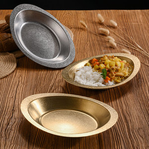 สไตล์เรโทรสแตนเลสสตีลจานแกงกะหรี่จานลึกสำหรับตั้งแคมป์กลางแจ้งสีทึบ YX9151 - Product Image 1