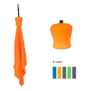 Microfiber quick dry air towel in portable silicone case