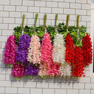 Guirnaldas <span class=keywords><strong>de</strong></span> <span class=keywords><strong>Flores</strong></span> Artificiales <span class=keywords><strong>de</strong></span> Glicinia y Flor <span class=keywords><strong>de</strong></span> Frijol al por Mayor Directo <span class=keywords><strong>de</strong></span> Fábrica, Enredaderas Decorativas para Bodas, Ratán Floral Colgante para Techos Interiores - Product Image 1