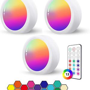 Luz LED táctil para armario, funciona con pilas 3AA, luz LED RGB para debajo del gabinete, con control remoto - Product Image 1