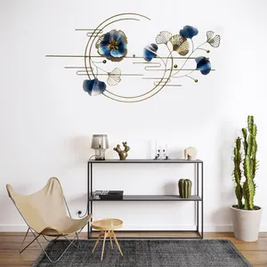 Dropshipping Interior Living Room Modern Luxury Hanging Flower Wall Metal Decor