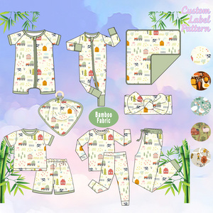 Bộ đồ ngủ liền thân cho bé sơ sinh chất liệu tre, kiểu dáng gấp gọn, có khóa kéo hai chiều, sản xuất theo đơn đặt hàng (OEM), chất lượng cao, tùy chỉnh. - Product Image 1
