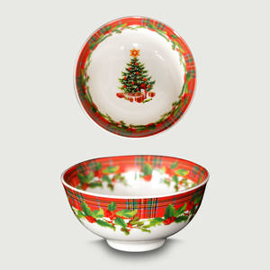Ciotola Natalizia Modello Scozzese in Porcellana D 20CM H 9CM - Product Image 1