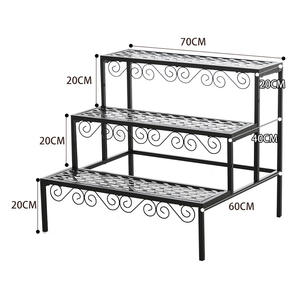 3-stufiger Verstärkter Schmiedeeisen-Pflanzenständer mit Modularem Design, Rostfrei, Hohlgeschnitzt, Pulverbeschichtet, für Innen- und Außenbereich - Product Image 5