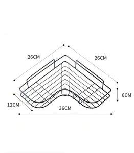 Étagère d'angle triangulaire adhésive pour salle de bain avec crochets, panier de rangement mural pour salle de bain et cuisine - Product Image 2