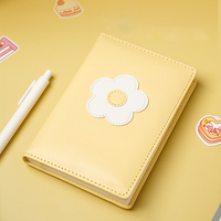 LABON A7 Mini-carnet de notes à couverture en cuir Pu doublé, Design de fleur personnalisé imprimé, planificateur