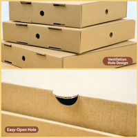 Boîte à pizza à emporter en gros, Chine, logo personnalisé imprimé, carton ondulé recyclable, boîte d'emballage pour pizza avec poignée, expédition sécurisée