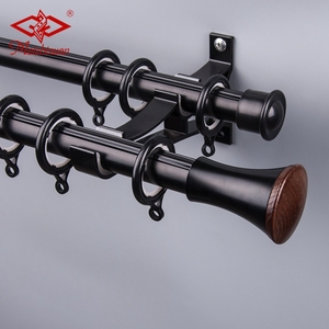 Conjunto de barra de cortina doble individual Finial de estilo simple Barra de cortina de aluminio - Product Image 6