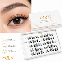 Extensions de cils en grappe pré-mappées A-RIX DIY, effet naturel, légers, réutilisables, cils effilés et pointus
