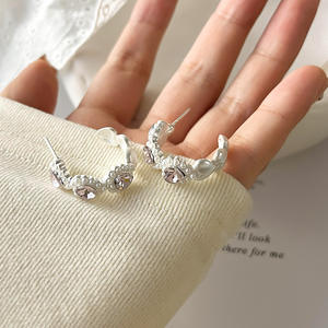 2025 nouvelle mode nœud papillon Zircon boucles d'oreilles perle Roses fleur femmes pendentif argent boucles d'oreilles Simple bijoux accessoires cadeaux - Product Image 6