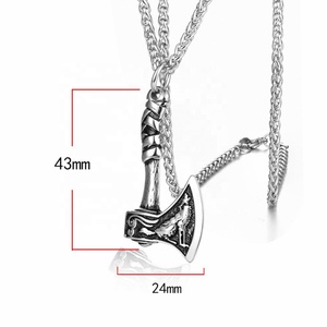 Pendentif hache en acier inoxydable MECYLIFE, bijoux viking nordique, collier hache de loup hurlant, bijoux hip-hop pour hommes - Product Image 4