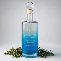 Bouteille de whisky en verre super-flint de 750 ml avec bouchon, design de logo personnalisé de luxe, boîte d'emballage, spiritueux, liqueur, vente en gros, OEM