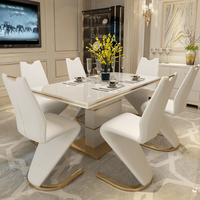 Ensemble table et chaises de salle à manger, luxe moderne, texture marbre, restaurant, mobilier de maison, salle à manger, ensemble de table à manger, ensemble de table à manger