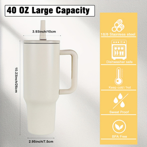 Vaso Térmico de Viaje de Acero Inoxidable de 40oz con Asa Gran Capacidad Doble Pared Aislado a Prueba de Fugas Taza Plegable <span class=keywords><strong>para</strong></span> Café y <span class=keywords><strong>Agua</strong></span> - Product Image 2