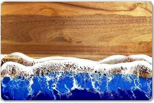 Planche à découper en bois d'acacia faite à la main, durable, avec motif en résine <span class=keywords><strong>Rambo</strong></span>, épaisseur de 1,3 cm, multi-usages pour le fromage, la viande, les fruits et les gâteaux - Product Image 5