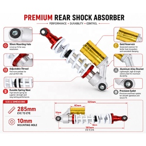 <span class=keywords><strong>Amortisseur</strong></span> arrière universel pour moto, scooter, VTT, <span class=keywords><strong>quad</strong></span>, dirt bike, diamètre de l'œillet 285 mm, 10 mm - Product Image 2