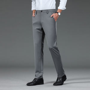 Pantalon décontracté pour homme, taille plus, imperméable, coupe-vent, imprimé, devant plat, marron, pantalon de costume - Product Image 1