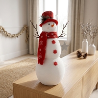 Nouvelle Sculpture de Bonhomme de Neige en Tricot Rouge Douillet avec Chaussette de Noël Miniature pour Décoration Rustique de Cheminée ou de Fenêtre