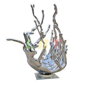 Escultura de Ondas de Acero Inoxidable, Abstracta, Irregular, para Montaje en Suelo Exterior, Hecha a Mano, Personalizada, con Acabado de Espejo, Adorno Decorativo - Product Image 4