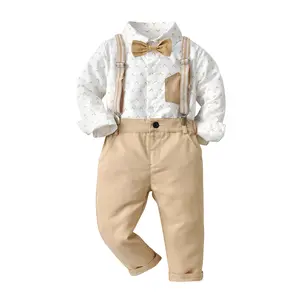 高品质长袖衬衫 + 裤子套装批发在线送货儿童男孩精品服装2pcs套装20B542B